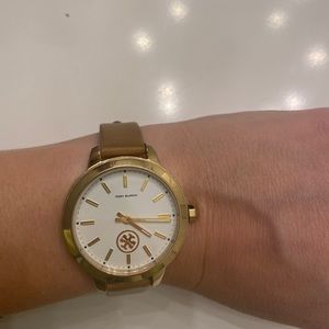 Tory Burch light brown leather watch